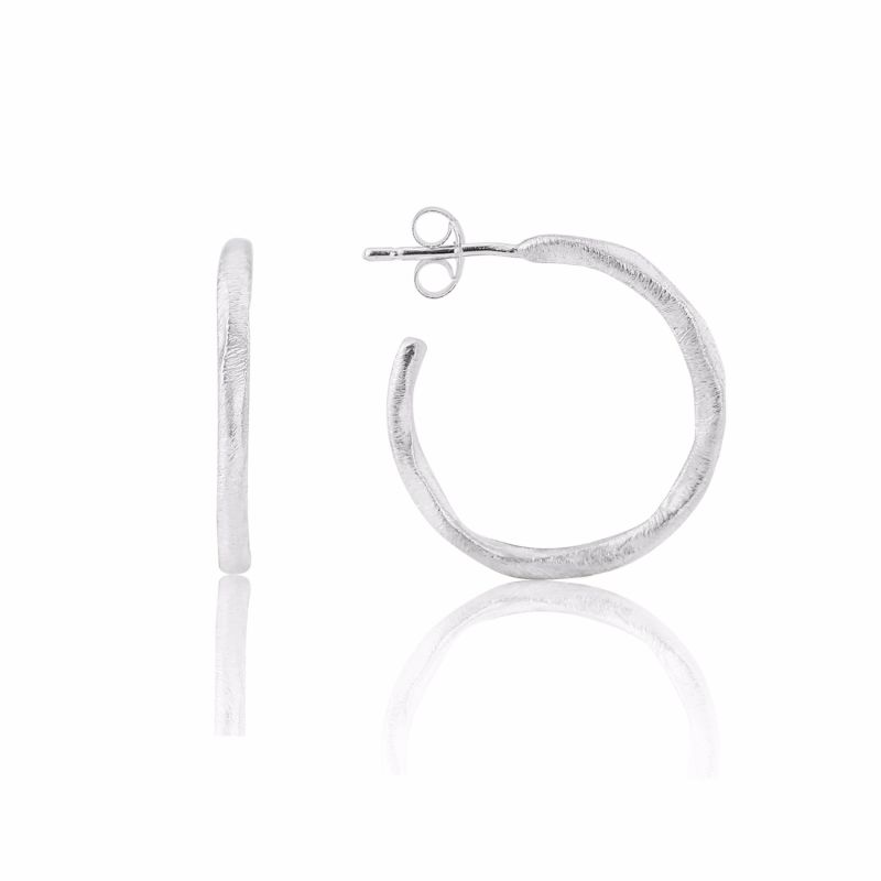 Olivera Piccolo Brushed Sterling Silver Hoop Earrings image