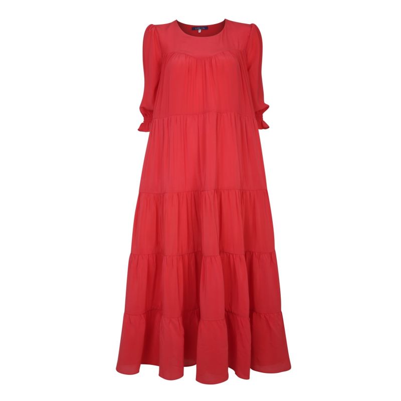 Pompeia Silk Tier Dress - Red image