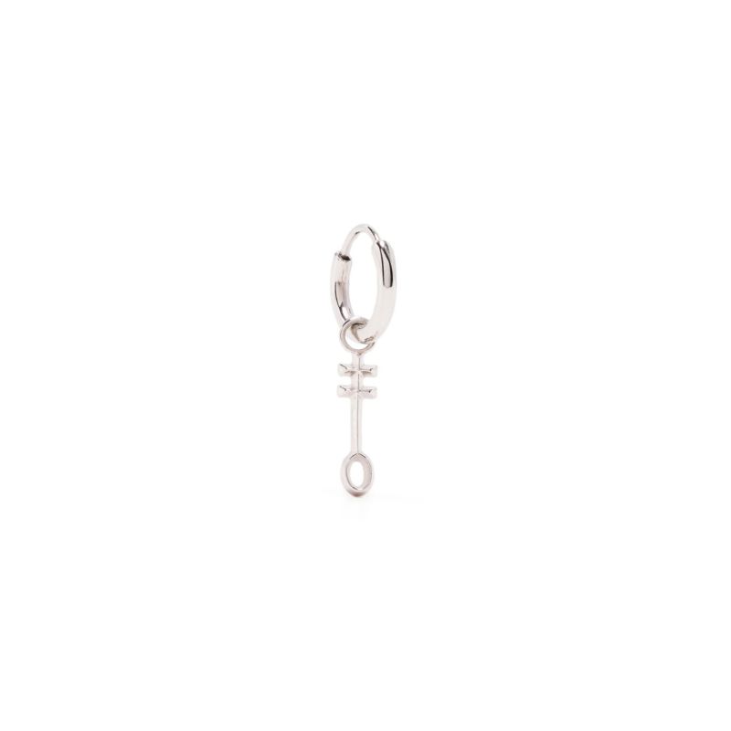 Egyptian Nefer Symbol Hoop Earring - Sterling Silver image