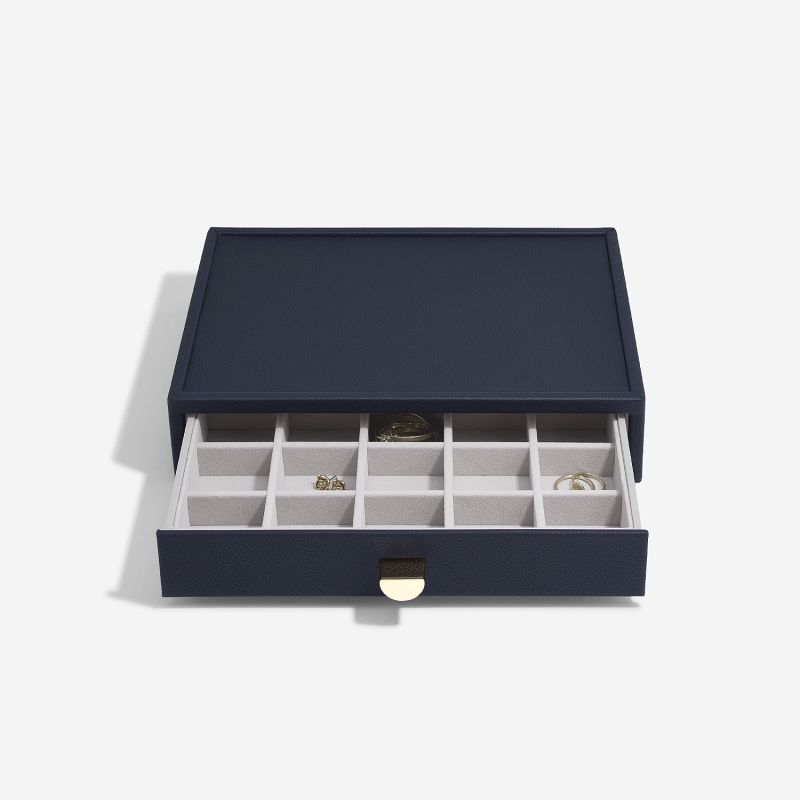 Navy Pebble Classic Jewelry Box With Drawers image