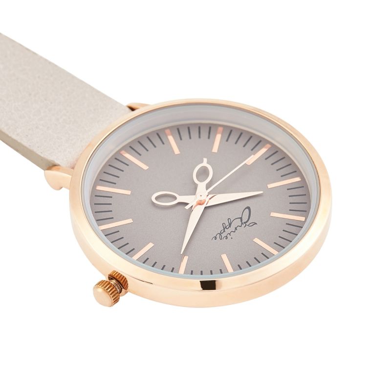 Annie Apple Rose Gold Grey Leather Nurse Fob Watch Index Dial image