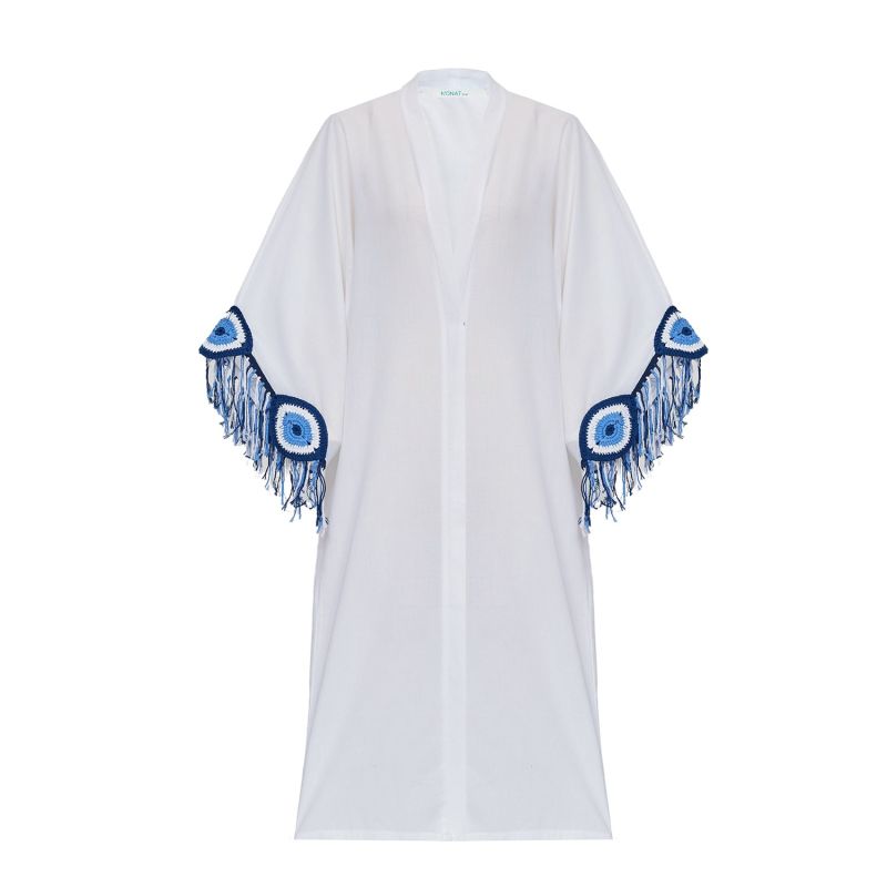 Evil Eye Kaftan In White image