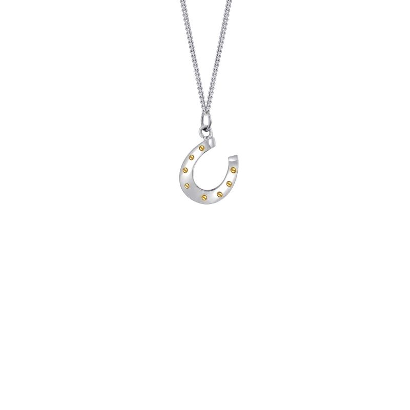 2 Tone Sterling Silver & Gold Plated Mini Horseshoe Pendant image