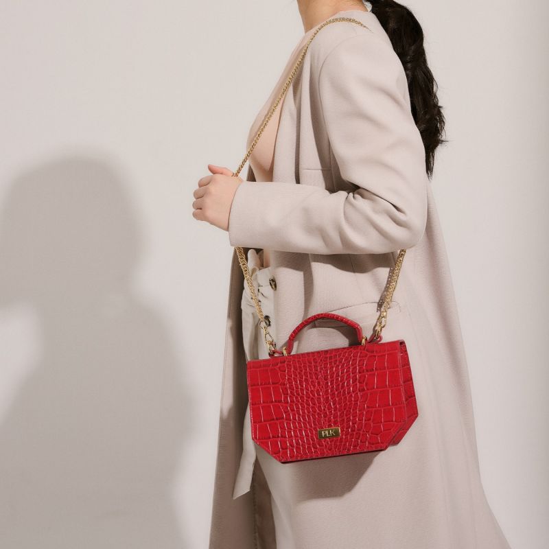 Lola Crossbody Bag Red Croc image