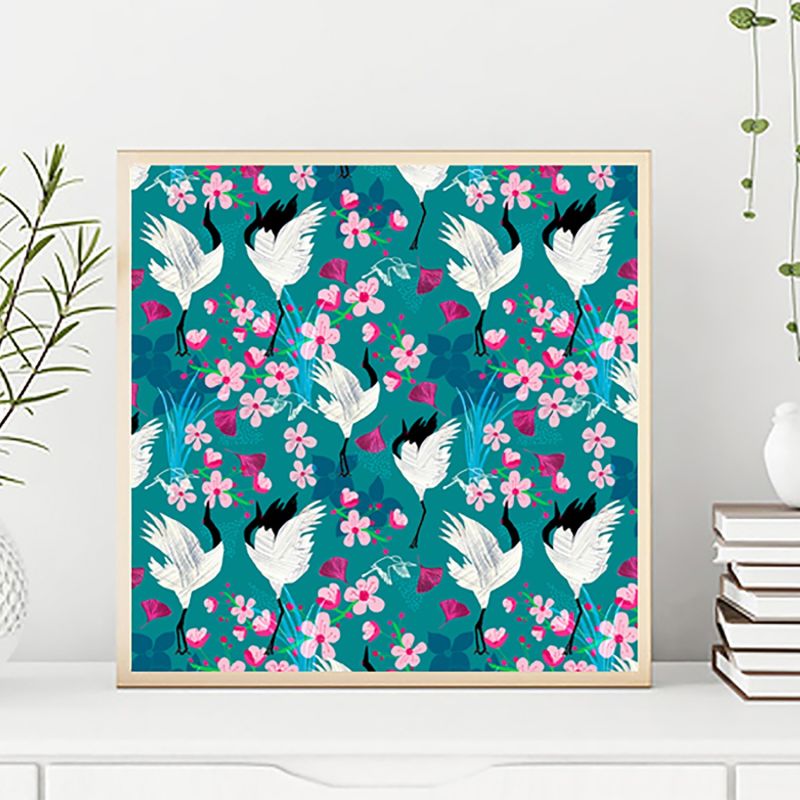 Giclee Print - Red Crowned Crane & Blossom image