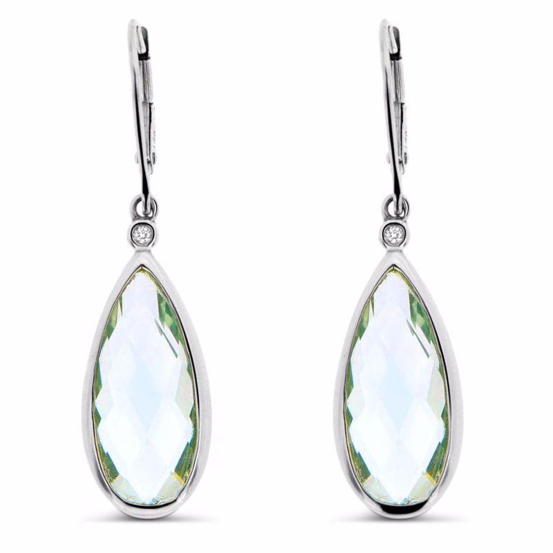 Tear Drop Earrings 14k White Gold image