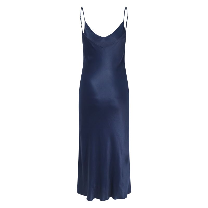 Lily Satin Slip Dress In Midnight Blue image