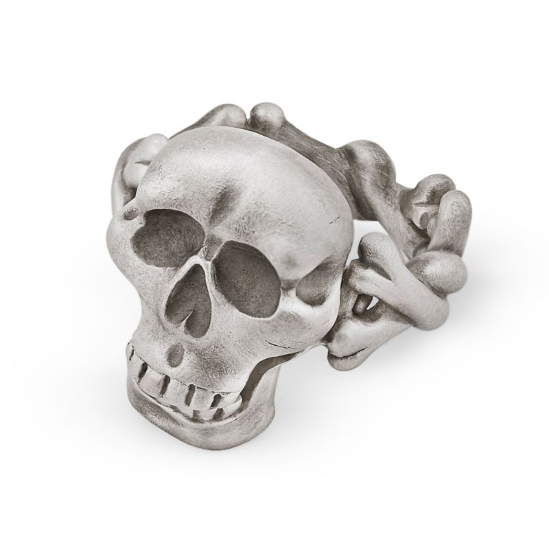 Skull & Crossbones Ring with Hinged Jaw image