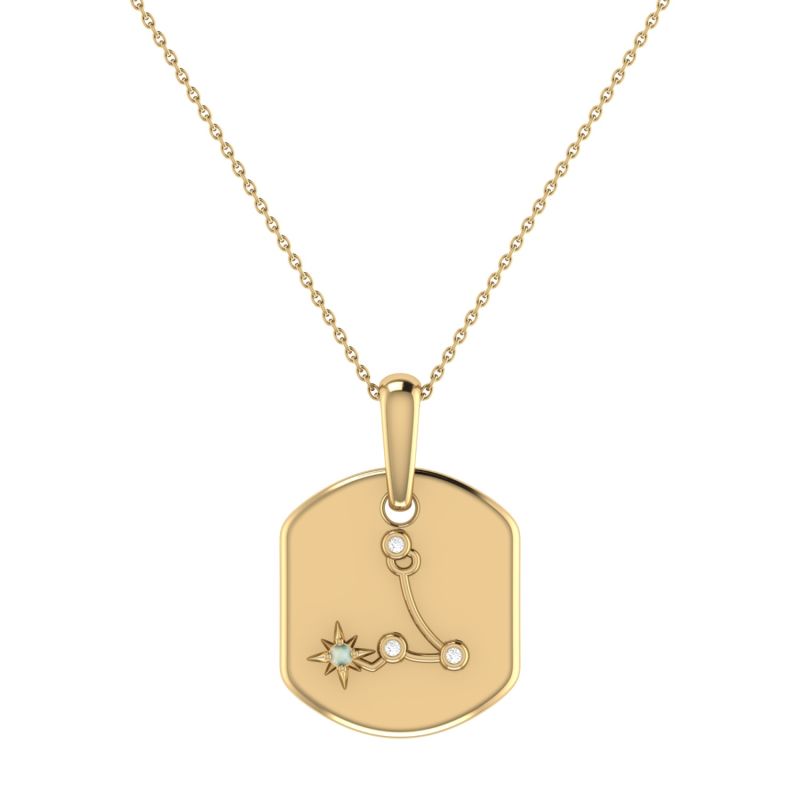Pisces Two Fish Constellation Tag Pendant Necklace In 14 Kt Yellow Gold Vermeil image