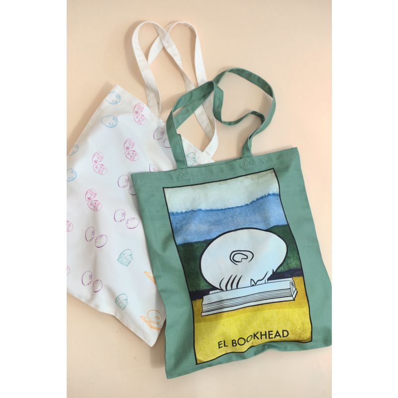 "El Bookhead" Cotton Tote Bag - Green image