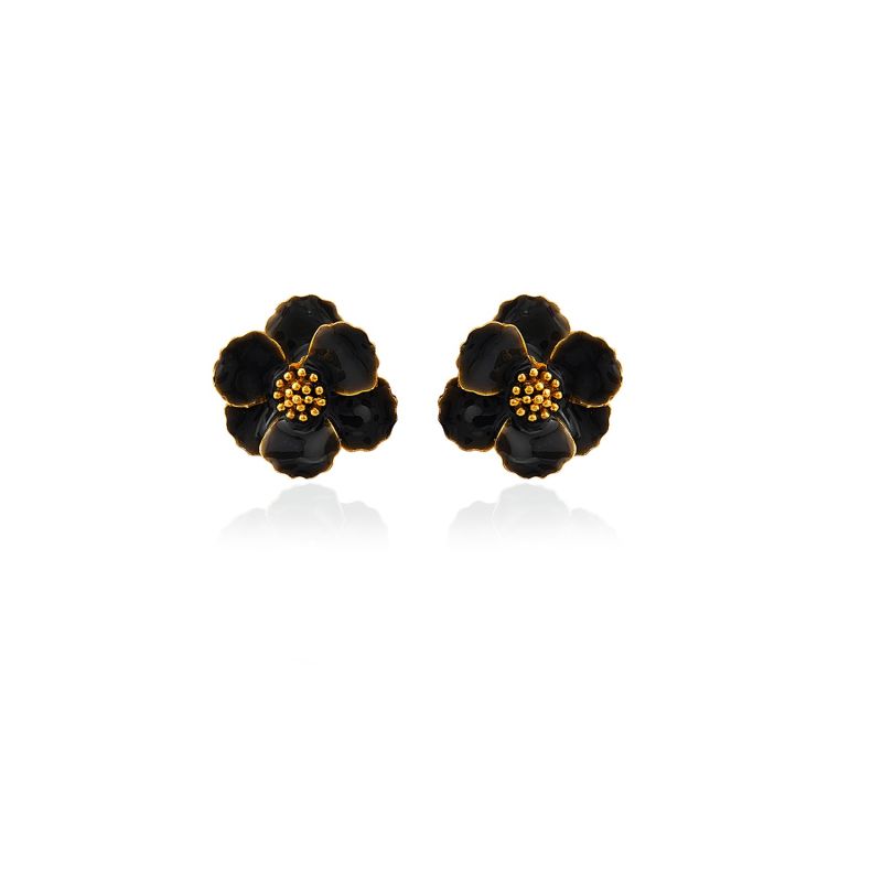 Black Petite Flower Earrings image