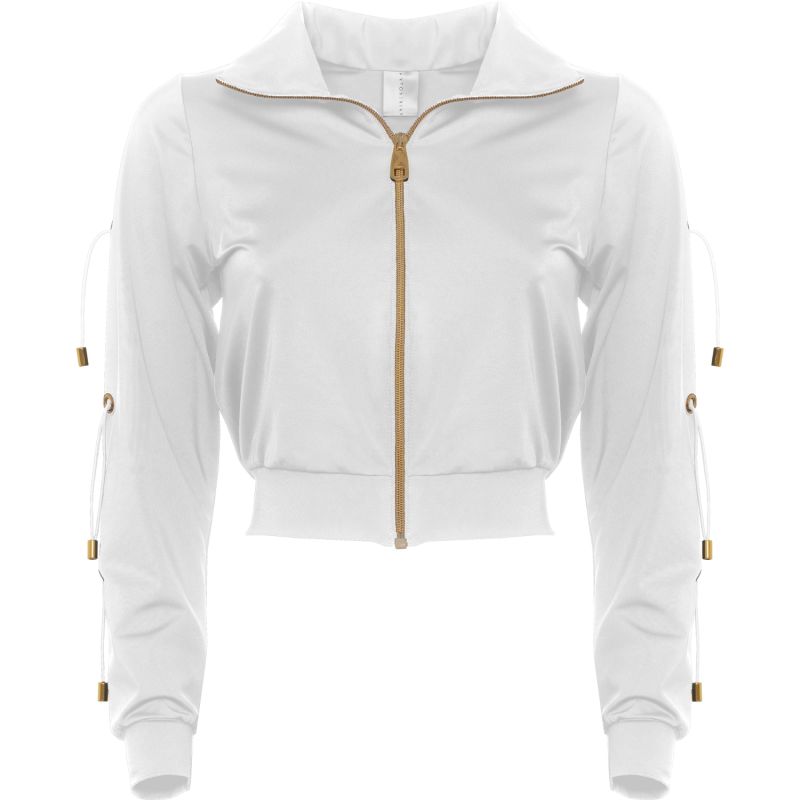 Fitcy Short Tracksuit Jacket With Golden Details In White image