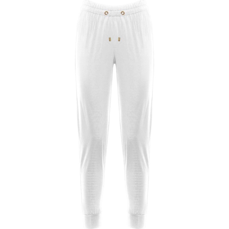 Elegant Sweat Pants With Golden Details In White image