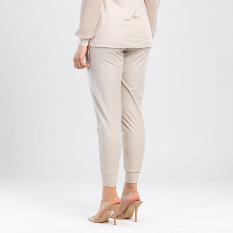 Elegant Sweat Pants With Golden Details In Beige image