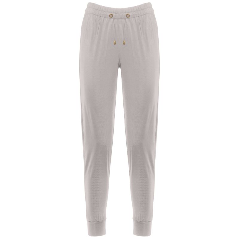 Elegant Sweat Pants With Golden Details In Beige image