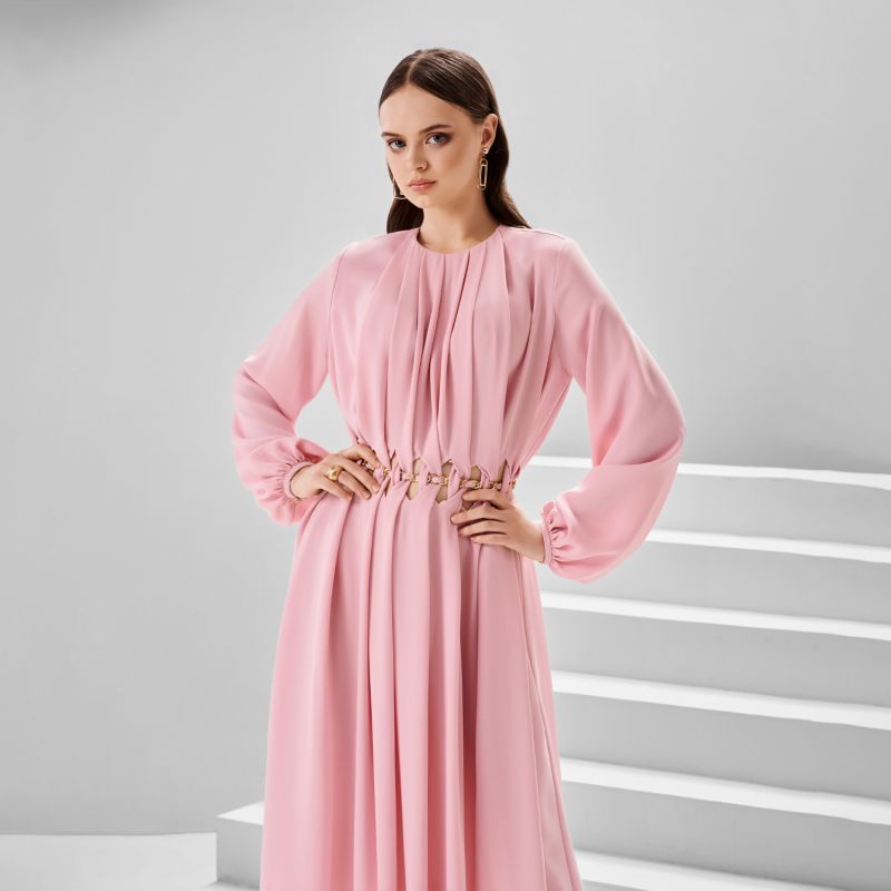 Elena A-Line Pleated Chiffon Midi Dress | LE THANH HOA | Wolf & Badger