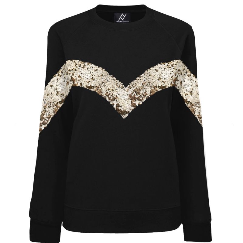 Elegant Sweatshirt With Golden Sequins Angelika Jozefczyk Wolf & Badger