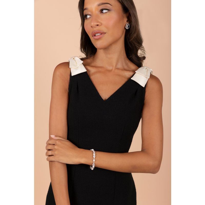 Elise Wool Dress With Silk Bows In Nero image