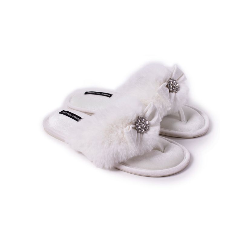 Amelie Toe Post Slipper With Diamante In Cream image