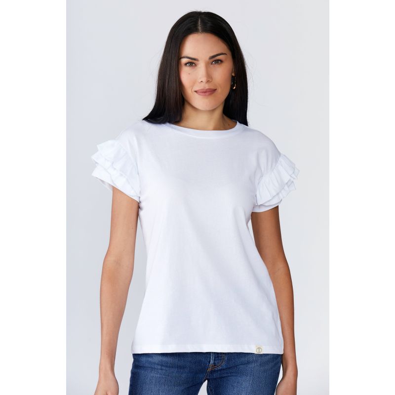 Ella Ruffle Sleeve Tee - White image