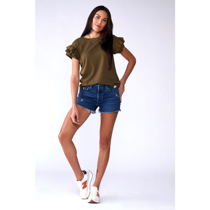 Ella Ruffle Sleeve Tee - Olive image