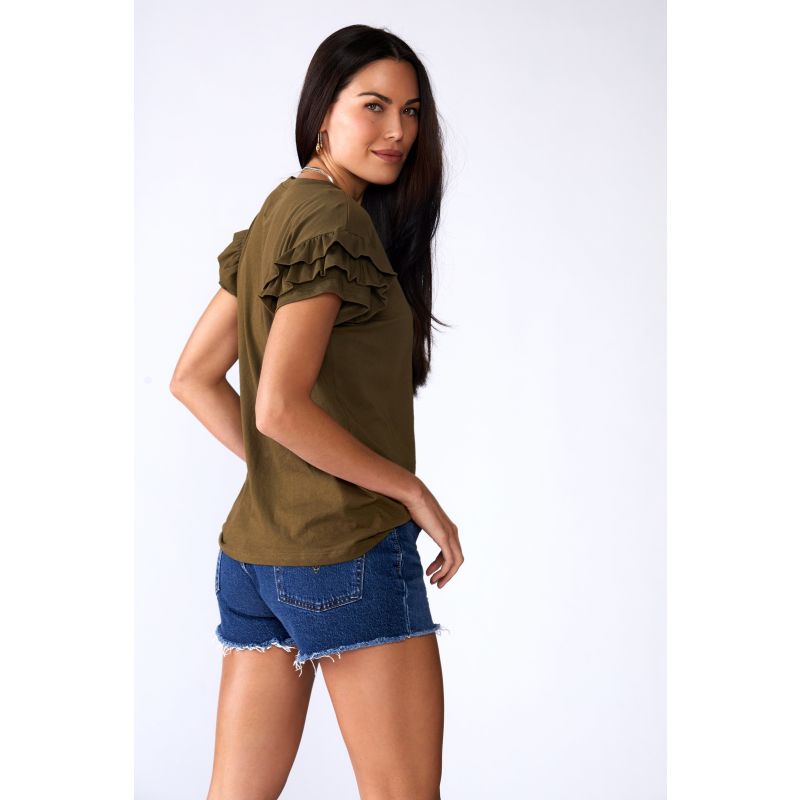 Ella Ruffle Sleeve Tee - Olive image