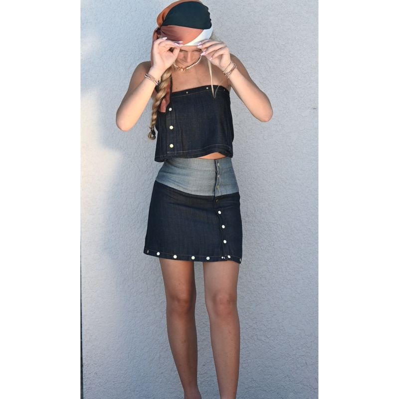 Gia Multi-Length Denim Skirt image