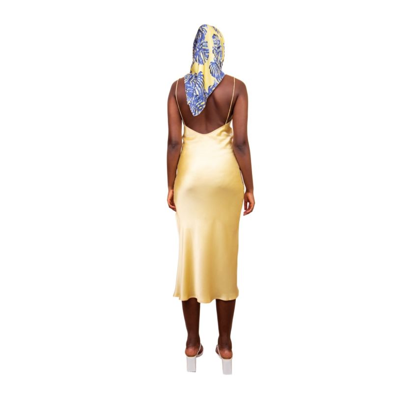 Elvira Silk Slip Dress In Buttermilk Yellow image