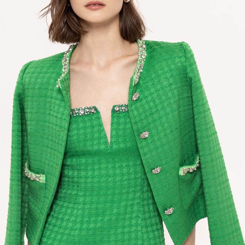 Green boucle jacket cheap