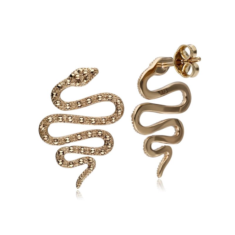 Gold Plated Marcasite Snake Wrap Earrings image