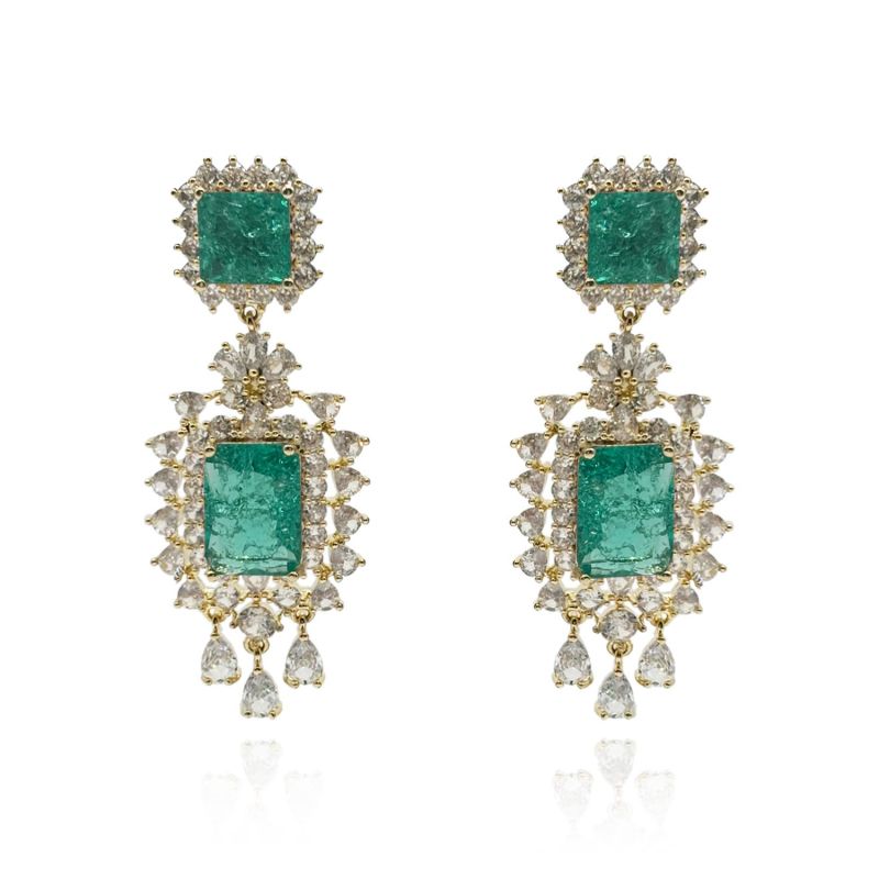 Emerald And Crystal Clip On Earrings image