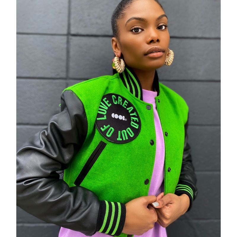 Green AKA Cropped Varsity Jacket