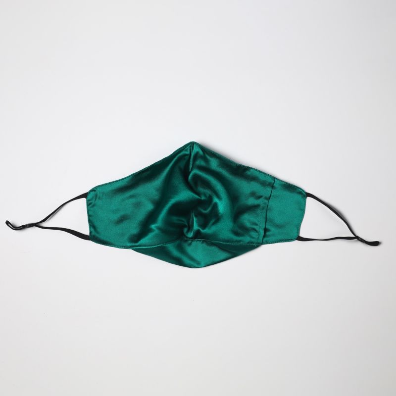 Emerald Green Extra Large Double Layer Silk Face Mask Set Of Five image