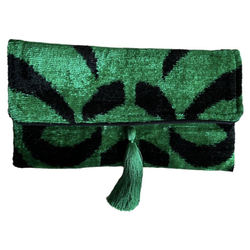 Emerald Zebra  Velvet Ikat Clutch. image