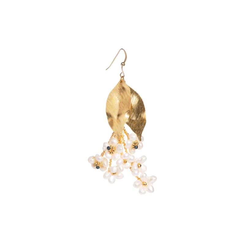 Golden Hour Freshwater Pearl Flower Bouquet Single Earring image