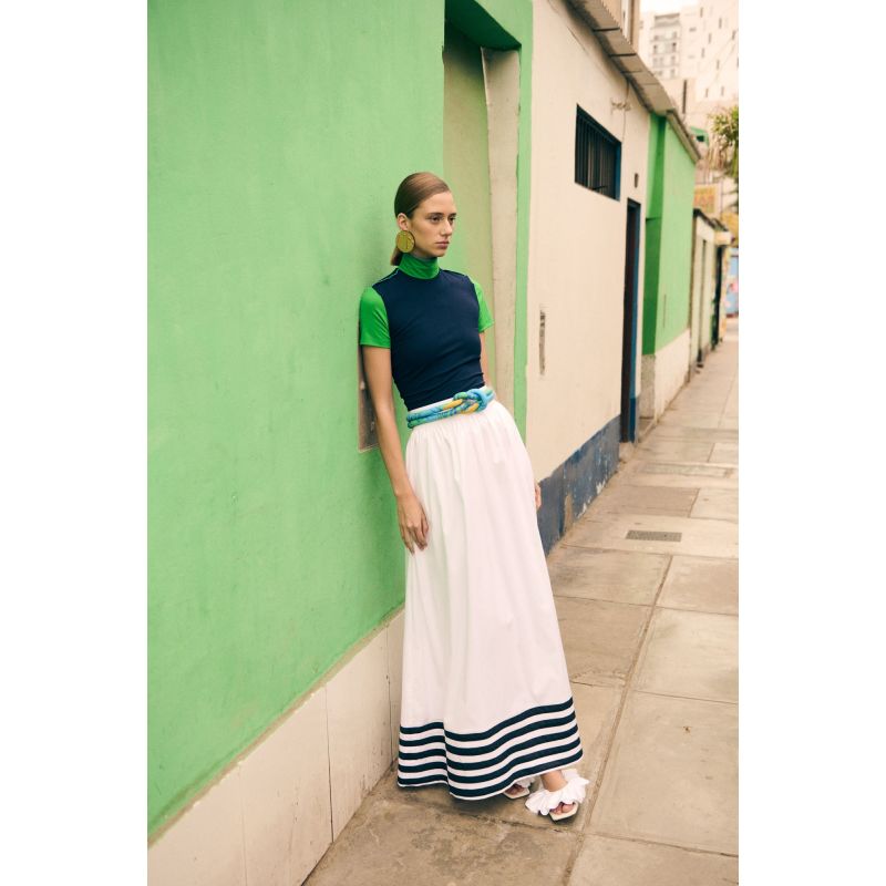 Encantada Skirt In White / Navy image