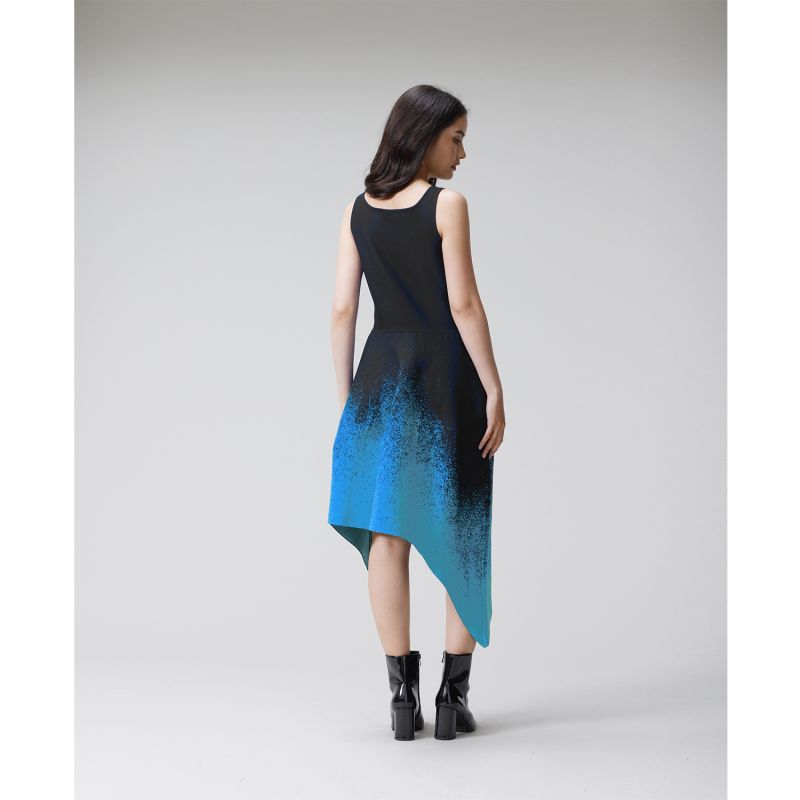 Graduation Scoop-Neck Asymmetrical Tank Knit Dress-Blue image