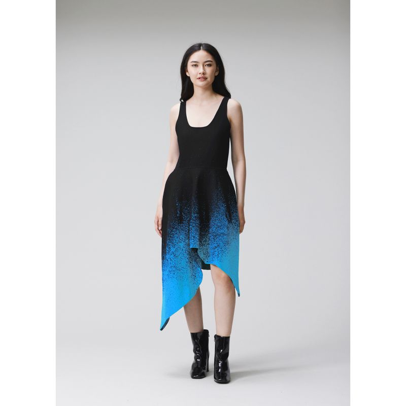 Graduation Scoop-Neck Asymmetrical Tank Knit Dress-Blue image