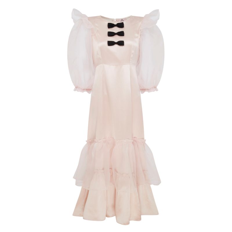 Bow Belle Silk Cloud Puff Dress - White image