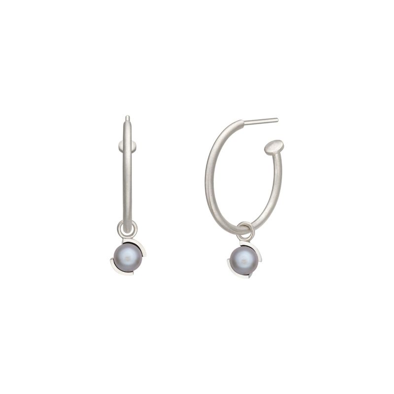 EntréE Sizzle Hoop Pearl Earring Gray - Silver image