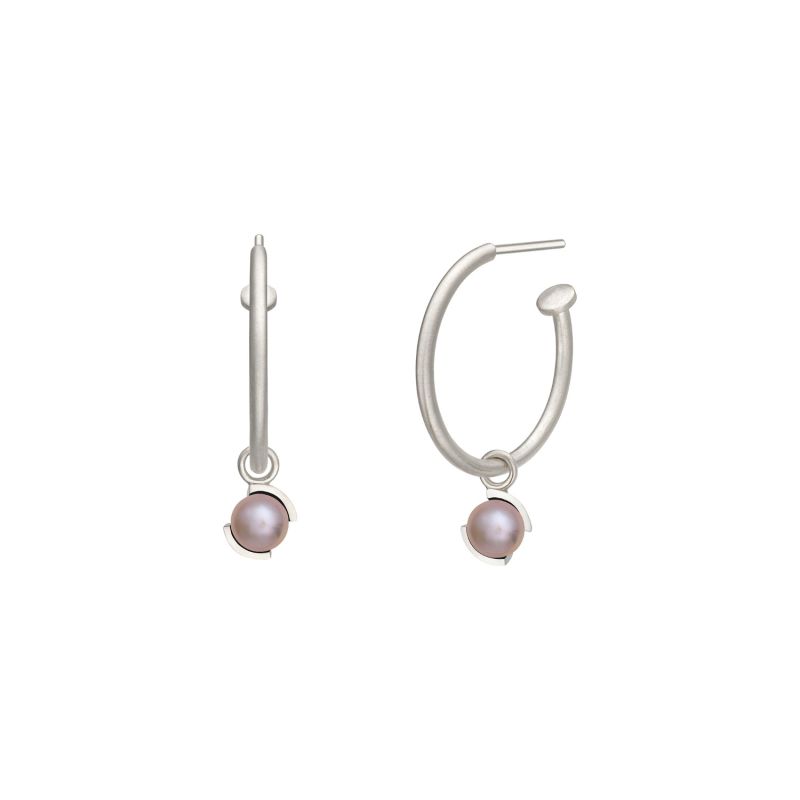 EntréE Sizzle Hoop Pearl Earring Light Pink - Silver image