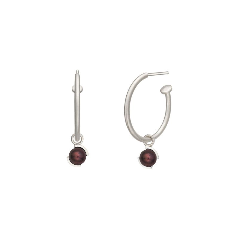 EntréE Sizzle Hoop Pearl Earring Red - Silver image