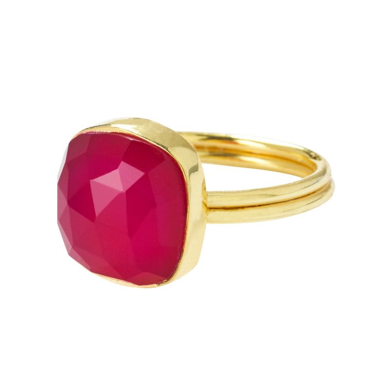 Sweetie Pink Onyx Adjustable Gold Ring image