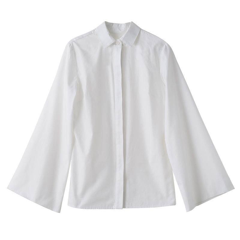 Tee White Cotton Shirt With Flared Sleeves image