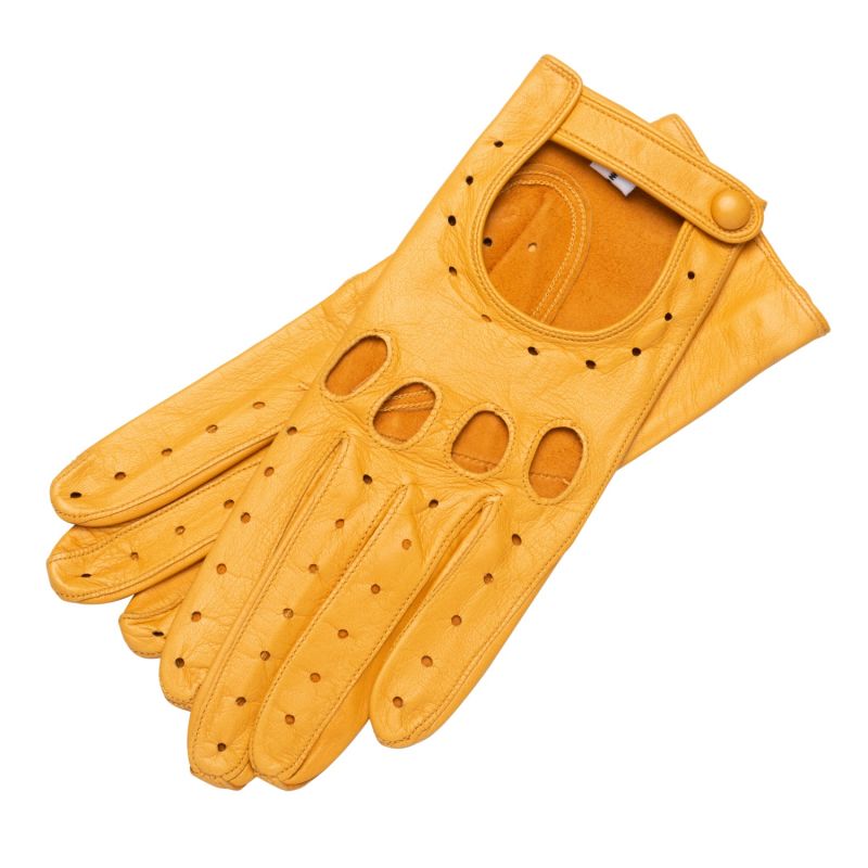 Messina - Women's Leather Driving Gloves In Yellow image