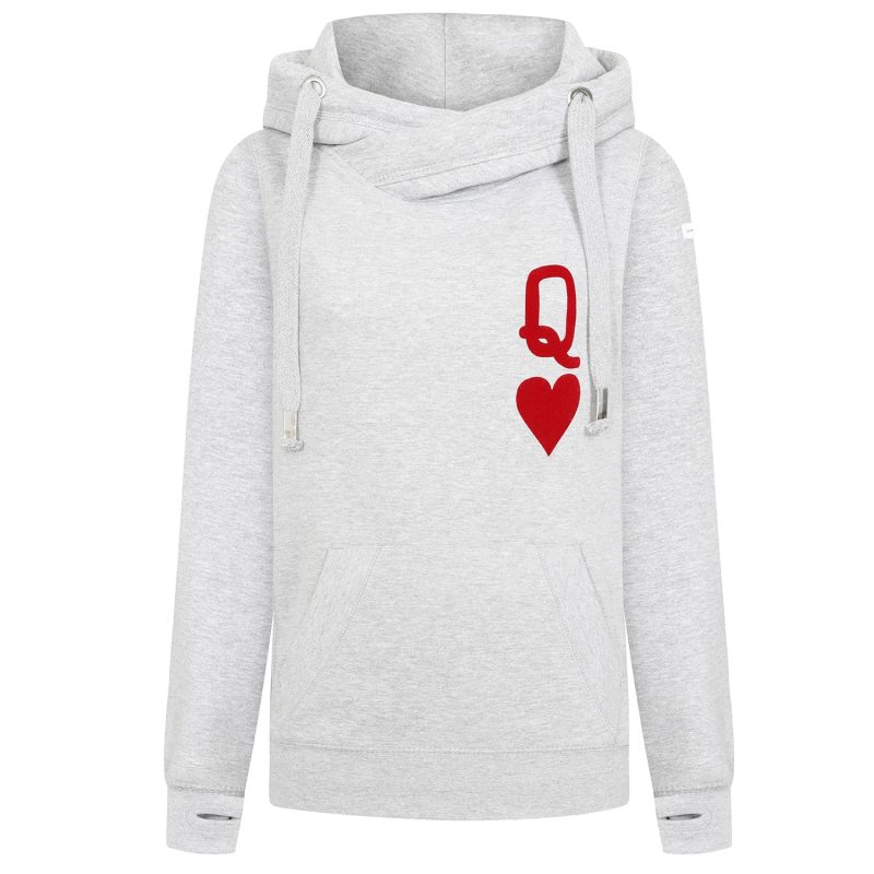 Queen Of Hearts Luxe Hoodie In Grey image