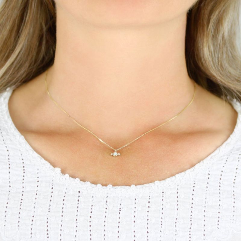 Opal & Diamonds Necklace – Silver image