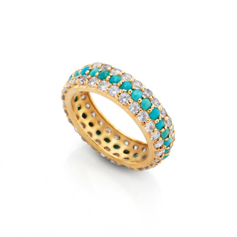 14k Blue, Gold Plated Dome Ring - Turquoise image