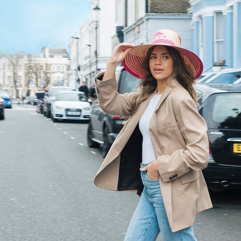 Yonna Wide Brim Straw Hat Fuchsia image