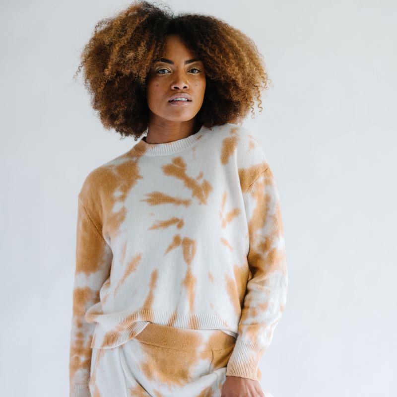 Cashmere Crewneck Sweater - Copper Tie Dye image